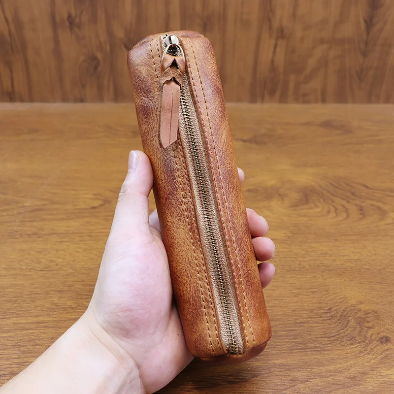 Tan Stationery & Office Supply - Vegetable Tanned Leather Hand-polished Retro Cowhide